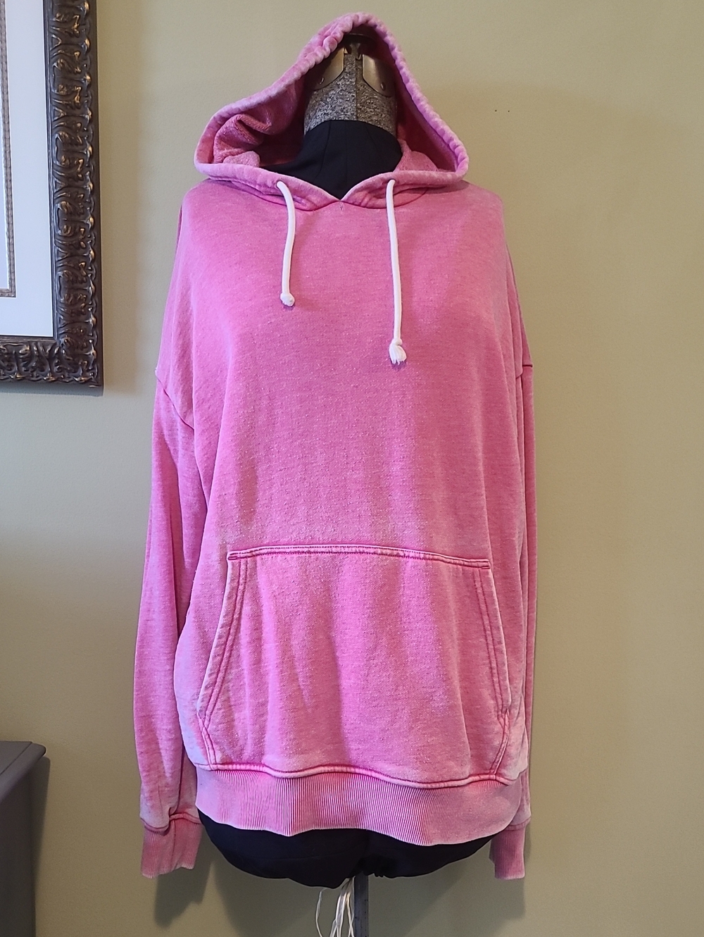 Edgar + Ash Mens Acid Washed Pink Hoodie, Size Medium